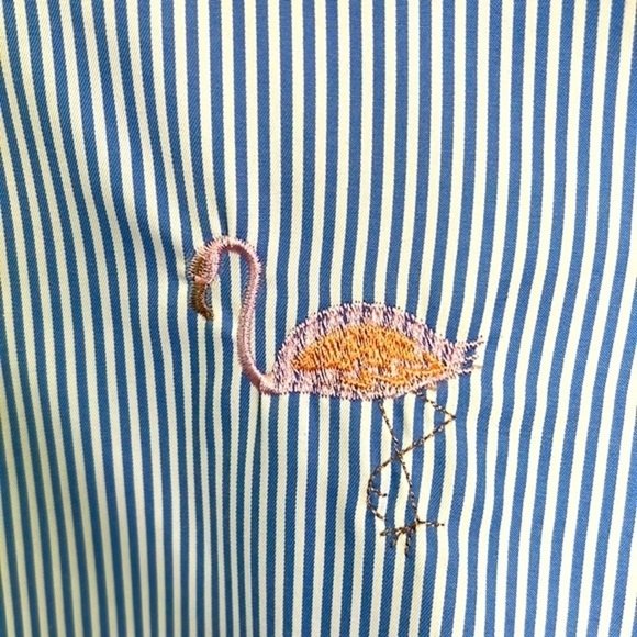 Romeo + Juliet - Flamingo Blue & White Stripe Ruffle Criss Cross Midi Dress Med - Picture 10 of 13